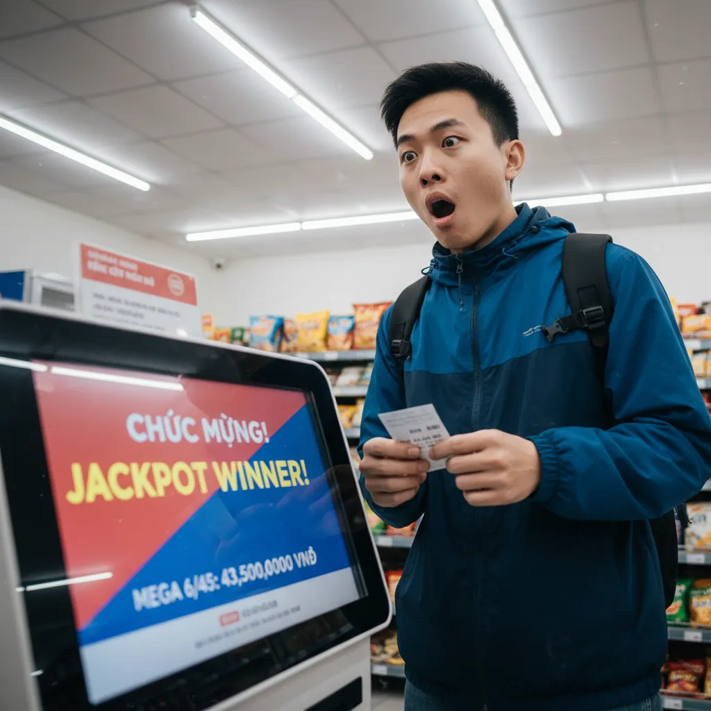 Một điểm bán hàng của Vietlott với màn hình hiển thị giá trị Jackpot