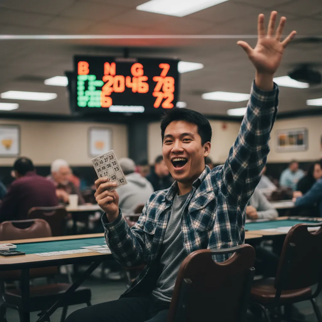 Khoảnh khắc người chơi vui mừng hô to "BINGO!" để thông báo chiến thắng